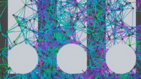 Abstract forms assembled together in an interlocked pattern