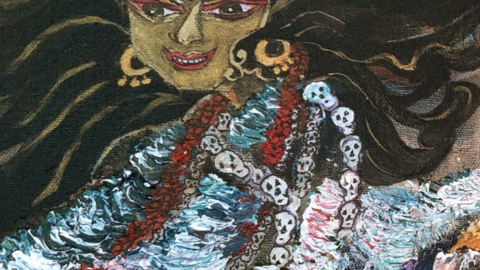 An expressionist painting of a face